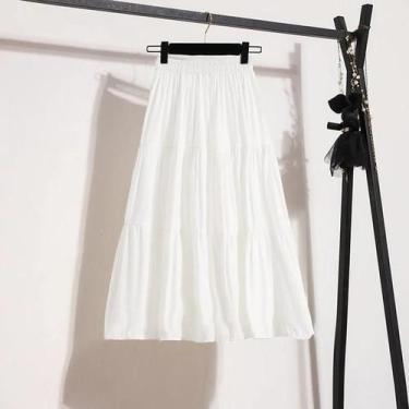 Imagem de Saia A-Line De Cintura Alta, Casual, Comprimento Médio, Vestido Preto 