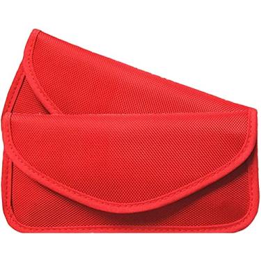 Imagem de Faraday Protetor de chaveiro (pacote com 2), bolsa Faraday Premium, bloqueador de sinal de chave de carro, bolsa de bloqueio de sinal para privacidade de celular P (vermelho)