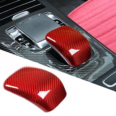 Imagem de FINMOKAL Guarnição Da Tampa Do Apoio De Braço Da Engrenagem Para Benz A W177 Cla C118 Classe 2019-2021 Fibra De Carbono Vermelha Preto, Fibra De Carbono