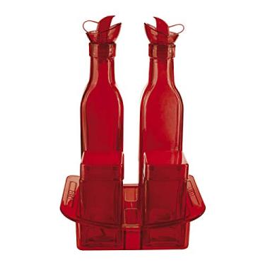 Imagem de Conjunto Galheteiro 4 Peças com Suporte Euro Vermelho