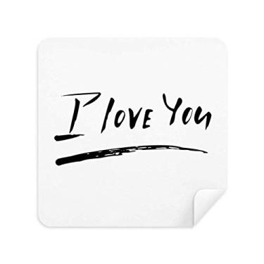 Imagem de Pano de limpeza de tela estilo escrita à mão com citação I Love You tecido de camurça 2 peças