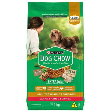 Imagem de Ração Seca Nestlé Purina Dog Chow Extra Life Carne, Frango e Arroz Cães Adultos Raças Minis e Pequenas - 1 Kg