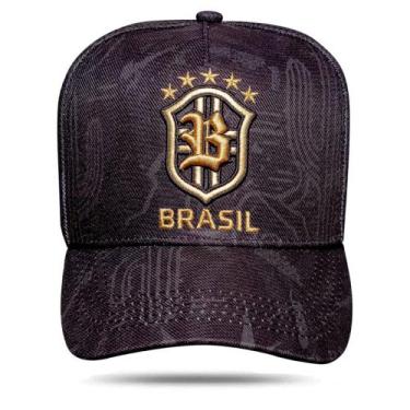Imagem de Boné Blck Brasil Snapback Masculino - Preto E Dourado