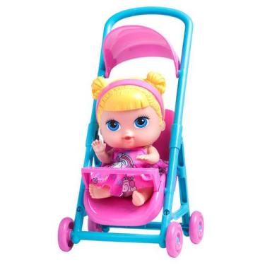 Imagem de Boneca Com Carrinho De Bebê Baby Collection Loira Super Toys