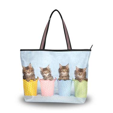 Imagem de Bolsa de ombro My Daily Women Maine Coon Kittens Cat Cup, Multi, Medium