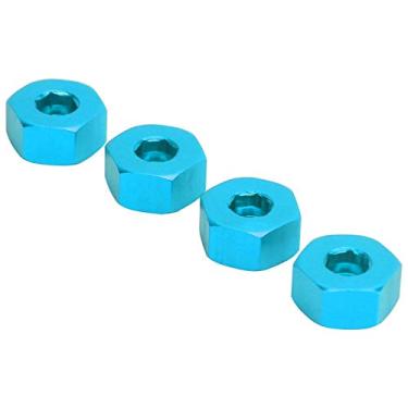 Imagem de Adaptador hexagonal para cubo de roda, tamanho pequeno, combinação hexagonal de estabilidade ecológica com parafusos de fixação para caminhões RC WPL D12 1/10 para usuários de carros de controle remoto (azul B)