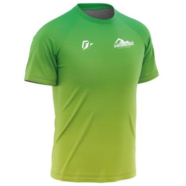 Imagem de Camiseta Raglan Unissex Natação Gradiente Tie Dye Verde Amarelo-Unissex