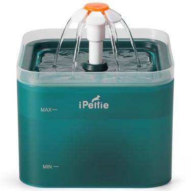 Imagem de iPettie Fonte de água Neverland Cat com luz LED, 1,899 g/2,0L, bebedouro ultra silencioso, dispensador automático de água filtrada, purificador de água para animais de estimação, ciano