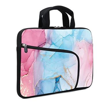 Imagem de AMARY Capa para laptop 35.6 cm-39.6 cm Chromebook capa Ultrabook capa para notebook bolsa mensageiro PC capa tablet capa neoprene alça manga para homens mulheres (mármore)