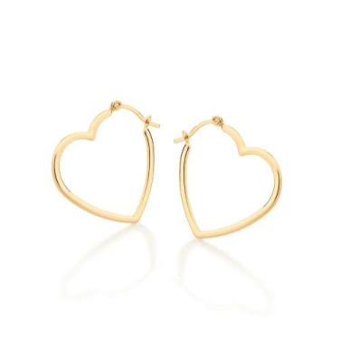 Imagem de Brincos Rommanel Argola Coração Vazado Banhado Ouro 523182, Dourado