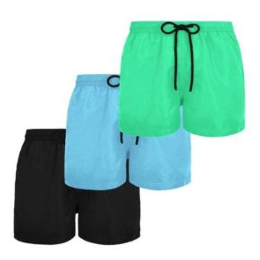 Imagem de Kit 3 Short Tactel Masculino Plus Size Moda Praia Bermuda Lisa-Masculino