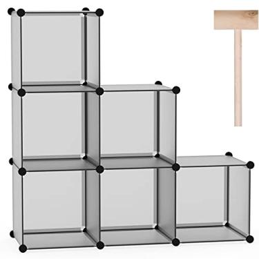 Imagem de C&AHOME Organizador de armazenamento de cubos, prateleiras de 6 cubos, armário de armário, prateleira modular de plástico DIY, ideal para quarto, sala de estar, escritório, 93 cm C x 31,5 cm L x 93 cm