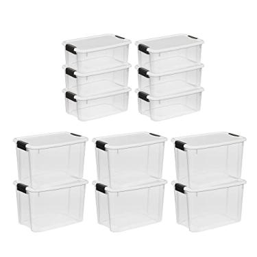 Imagem de Sterilite 30 Quart (6 Pack) & 18 Quart (6 Pack) Clear Plastic Stackable Storage Container Bin Box Tote with White Latching Lid Organizing Solution