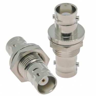 Imagem de Conector de montagem de painel BNC de 2 peças, adaptador coaxial fêmea BNC para rádios, LMR, vídeos, antenas, áudios