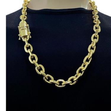 Imagem de Corrente 18mm Cadeado Fecho Marcação 750 Banhado a Ouro 18K - ToJoia18