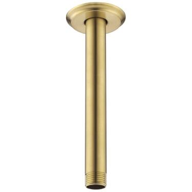 Imagem de Anpean Braço de chuveiro de 20 cm e flange bronze champanhe, braço de chuveiro montado no teto para chuveiro de chuva