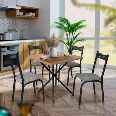 Imagem de Mesa Pequena Para Cozinha 4 Cadeiras Preto Carvalho Manteiga