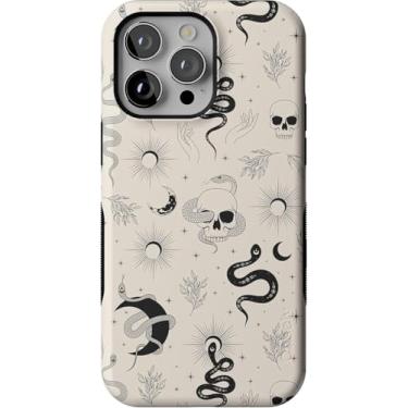 Imagem de Casely Capa para iPhone 14 Pro Max | Sem mais explicações | Cobras e caveiras | Design de capa protetora arrojado | Compatível com MagSafe