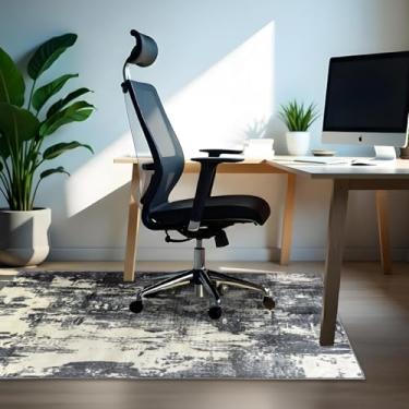 Imagem de 1 Tapete Escritório Grande Belga Luxo Es Mo 100 x 140 Vr (D7Mod Cinza Azul Bege Preto Marfim - Moderno Manchado Abstrato)