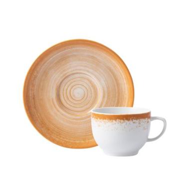 Imagem de Xicara Chá 200ml Com Pires Porcelana Schmidt - Dec. Esfera Mostarda 24