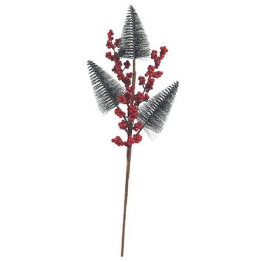 Imagem de Galho Decorativo Natal 3 Pinheiros Nevados e Berries 48cm - Magizi - Y