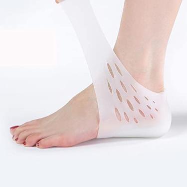 Imagem de Meia Silicone Palmilha Ortopédica Protege Calcanhar Esporão O Par Branco