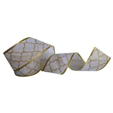 Imagem de rolo de fita champanhe c/ detalhes de glitter laço natal - Wincy, Dese