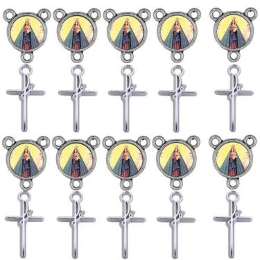 Imagem de Crucifixo Entremeio Nossa Senhora Nazare 40 Peças para terço - Tudo Em