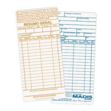 Imagem de Cartão De Ponto Térmico P/ Relógio Madis Md402 (50 Cartões) - Madis MI