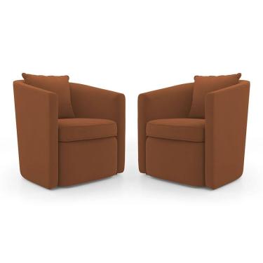 Imagem de Kit 02 Poltronas Decorativas Sala de Estar Aimê Veludo Terracota - Desk Design