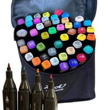 Imagem de Conjunto de Canetas Marcador Permanente Ponta Dupla Kit 80 cores - Tou