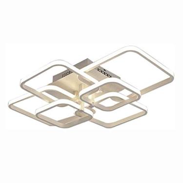 Imagem de RAUGAJ Lustres, lustre, luz de teto LED de escurecimento de 3 cores moderno quadrado acrílico lustre de teto embutido luminária pendente de teto para sala de jantar sala de estar quarto luminária