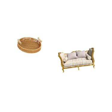 Imagem de Fenteer Cesta de Frutas em Miniatura Trançada, Tigela para Servir Lanches, Prato de Pão, Artesanato, Simulação de Móveis, Brinquedo para Casa de Bonecas, Mesa