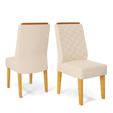 Imagem de Cadeira De Jantar Estofada Lídia Conjunto Com 2 Cadeiras Cedro/linho Neve - Dj Móveis