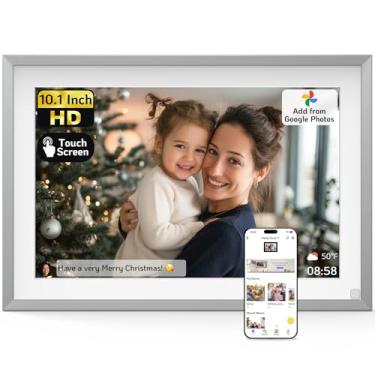 Imagem de NexFoto Moldura digital sensível ao toque de 10,1 polegadas 64 GB, porta-retratos digital WiFi, modo presente de unboxing, adicionar fotos do Google Photos, fazer upload de vídeos facilmente