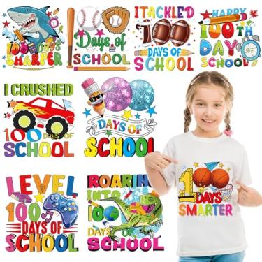 Imagem de Rngmsi Transferências Dtf Prontas Para Impressão - 9 Peças 100º Dia De Aula Transferências Para Camisetas De Volta Às Aulas Patches Para Camisetas Adesivos Futebol Transferência Térmica Decalques Pa
