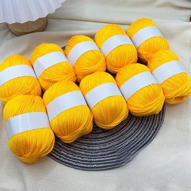 Imagem de Pacote com 1 fio de mistura de seda luxuoso, macio e leve, bege e fio trançado de caxemira - adequado para suéteres, cachecóis, chapéus, cobertores para jovens (amarelo frango)