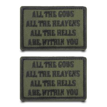 Imagem de 2 peças All The Gods, All The Heavens, All The Hells are Within You Patch bordado gancho e laço emblema fixador tático aplique acessórios de fantasia adesivos engraçados para roupas, jaqueta, chapéus