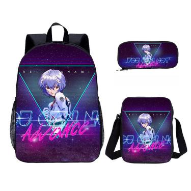 Imagem de Conjunto de 3 mochilas escolares Ayanami Reis Neon Genesis Evange