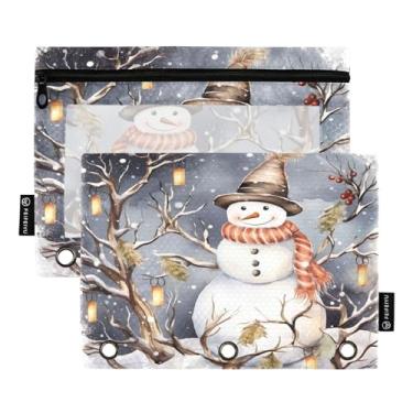 Imagem de Wassud Cute Snowman Pacote com 2 Pastas de Fichário Pastas de Bolso com 3 Furos, Pasta Organizadora de Fichários para Casa, Escritório