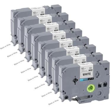 Imagem de 8 pacotes de 12 mm 0,47 TZe TZ Fita de substituição branca laminada para etiqueta Brother P Touch Label Tape TZe-231 TZe231 compatível com Brother PT-D210 PT-D220 PT-H110 PT-D410 PT-P710BT