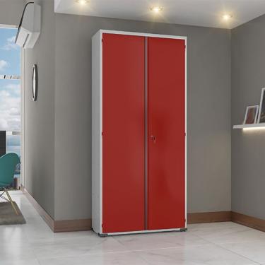 Imagem de Armário Aço Escritório Fechadura 4 Prateleiras Ea301 Vermelho