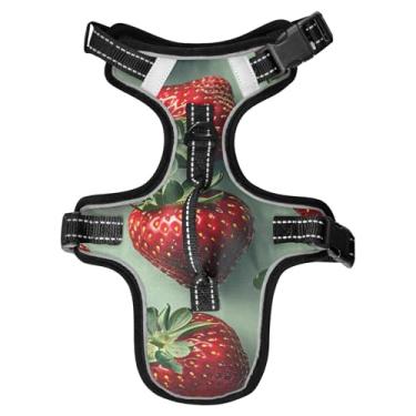 Imagem de STAYTOP Delicious Strawberries Peitoral para cães/gatos, ajustável, macio, acolchoado, peitoral para animais de estimação, refletivo, sem asfixia, clipe frontal de fácil controle para cães/gatos - P