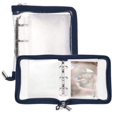 Imagem de PATIKIL Fichário A7 Photocard, 4 porta-cartões fotográficos transparentes estilo KPop, álbum coreano de cartões de fotos Kpop com 26 peças internas (52 compartimentos para cartões), azul escuro