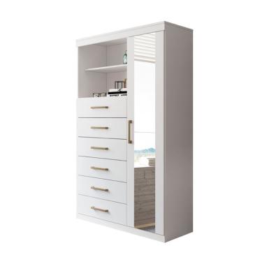 Imagem de Cômoda Marabá com Espelho 1 Porta 6 Gavetas Branca