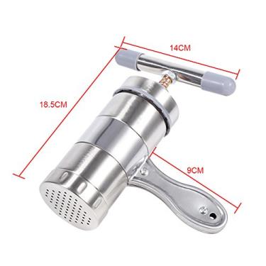 Imagem de Mingzhe Máquina Manual Portátil de Aço Inoxidável para Macarrão, Espremedor de Pressão, 5 Cabeças Molde para Casa, Restaurante