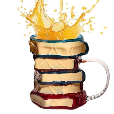 Imagem de Caneca Livro - 445ml Copo De Vidro Pintado Divertido - Copo de Café Livro 3D,para Leitores Escritores Bibliotecários Casa Escritório Escola Chá Leite Água Quentes e Frios
