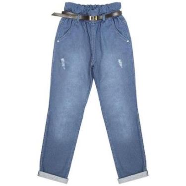 Imagem de Calça Juvenil Look Jeans Clochard Jeans Moletom - UNICA - 18-Feminino