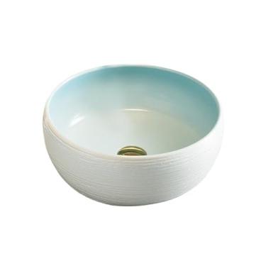 Imagem de Vessel Vanity Sink 38 * 38 * 15 cm redondo pequeno acima do balcão pia de banheiro de cerâmica única (sem acessórios) Bancada moderna