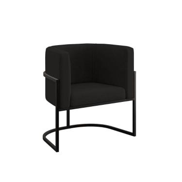 Imagem de Poltrona Cadeira Decorativa Lua Base De Ferro Black Preto